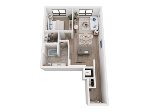 Floor plan for 1 bed, 1 bath, 774 sqft
